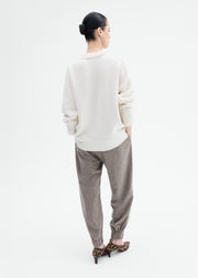 Boyfriend Crew Sweater in Wool Cashmere - Ivory - CO Collections